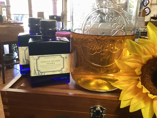 Vanilla Infused Jojoba 5oz Blue Bottle